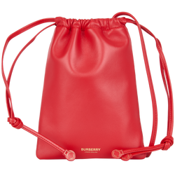 Drawstring Crossbody Pouch, Leather, Red, SR1271, B/DB, 3*